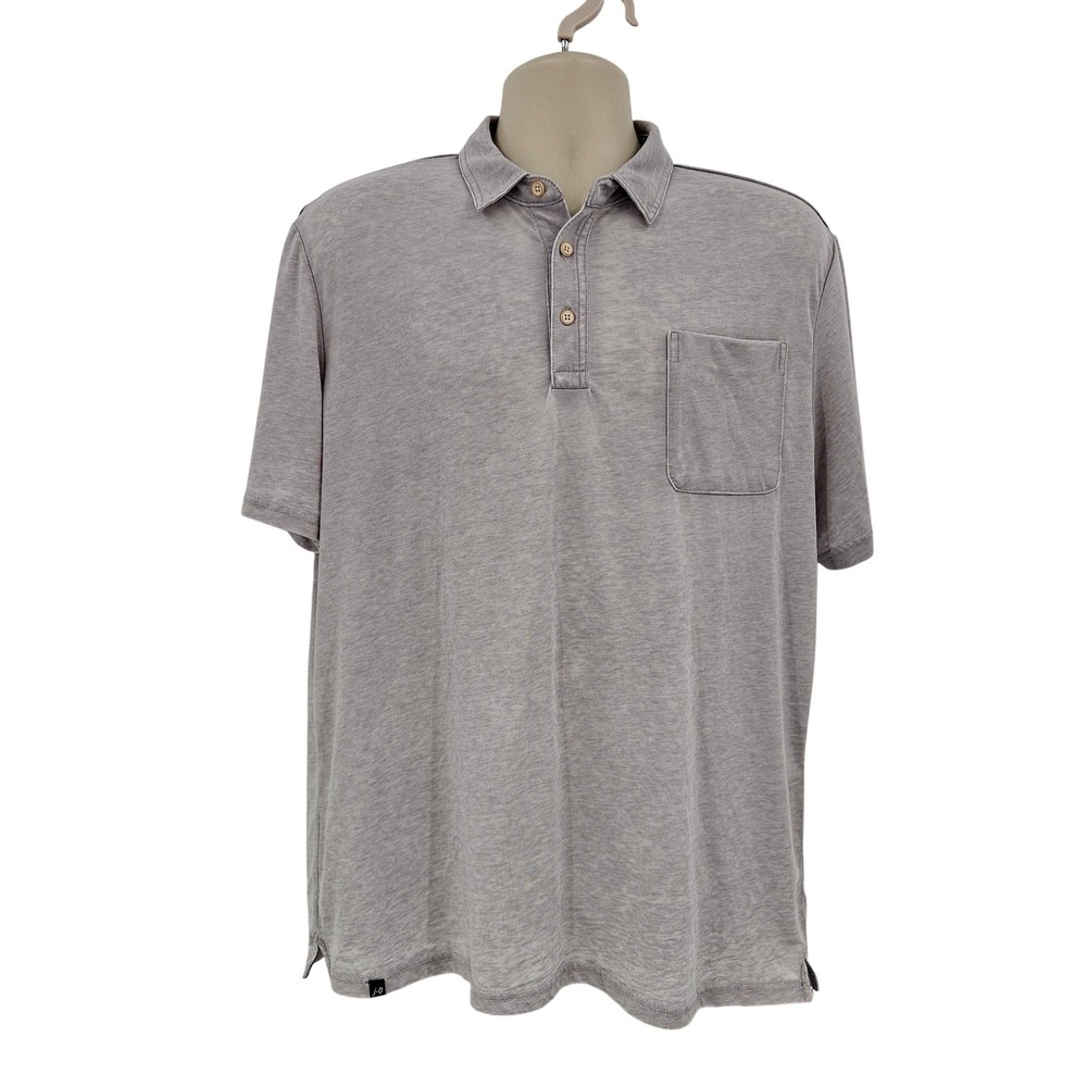 johnnie-O Hangin' Out Polo Shirt Mens Large Light Gray Heather Chest‎ Pocket